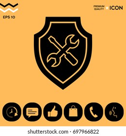 Service icon - shield with screwdriver and wrench