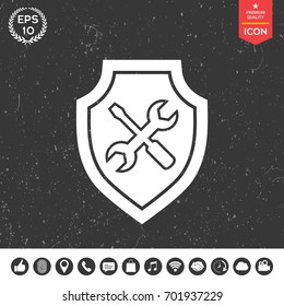 Service icon - shield with screwdriver and wrench