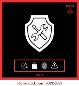 Service icon - shield with screwdriver and wrench