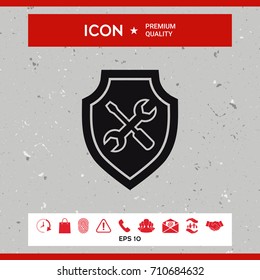 Service icon - shield with screwdriver and wrench