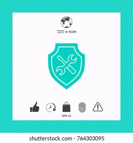 Service icon - shield with screwdriver and wrench Service icon - shield with screwdriver and wrench