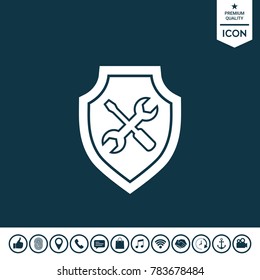 Service icon - shield with screwdriver and wrench