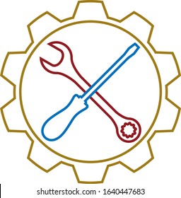 Service Icon, spanner screw driver Vector art Illustration