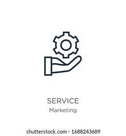 Service icon. Thin linear service outline icon isolated on white background from marketing collection. Line vector sign, symbol for web and mobile