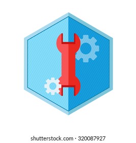 Service icon. This isolated flat symbol uses modern corporation light 