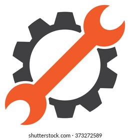 Service icon. This isolated flat symbol uses modern corporation orange and gray colors.