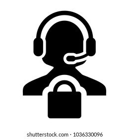 Service Icon Vector Female Operator Person Profile Avatar with Headset and Shopping Bag Symbol for Online eCommerce Support in Glyph Pictogram illustration
