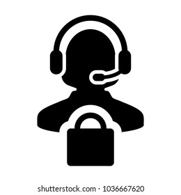 Service Icon Vector Female Operator Person Profile Avatar with Headset and Shopping Bag 