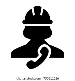 Service Icon Vector Female Worker With Phone Symbol Person Profile Avatar for Customer Support in Glyph Pictogram illustration