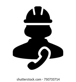 Service Icon Vector Female Worker With Phone Symbol Person Profile Avatar for Customer Support in Glyph Pictogram illustration