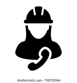 Service Icon Vector Female Worker With Phone Symbol Person Profile Avatar for Customer Support in Glyph Pictogram illustration
