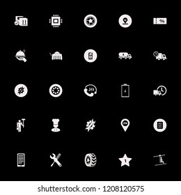 service icon. service vector icons set man with paint roller and bucket, filter, wheel and pos terminal