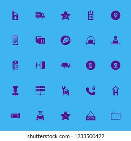 service icon. service vector icons set security telephone, car wheels, hotel location and car repair