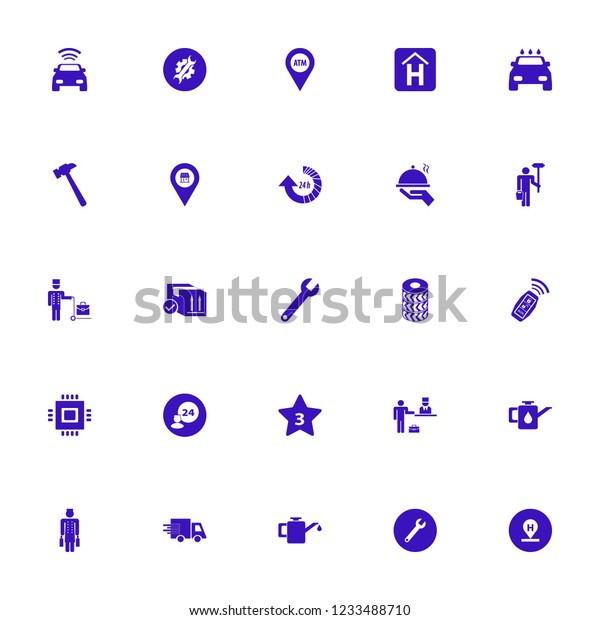 service icon. service vector\
icons set car oil, check in hotel, car key signal and atm\
location