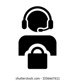 Service Icon Vector Male Operator Person Profile Avatar with Headset and Shopping Bag Symbol 