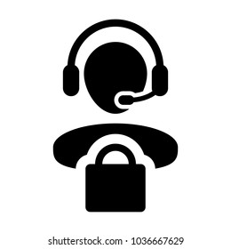 Service Icon Vector Male Operator Person Profile Avatar with Headset and Shopping Bag Symbol 
