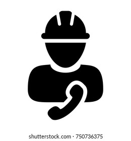 Service Icon Vector Male Worker With Phone Symbol Person Profile Avatar for Customer Support in Glyph Pictogram illustration