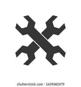 Service icon - vector. Two crossed wrenches isolated. Black service icon in flat style.
