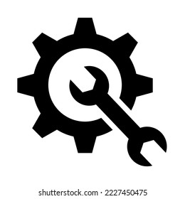 Service icon. Wrench and gear icon. Vector illustration isolated on white background