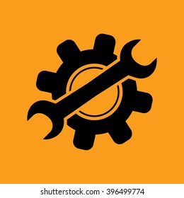 Service icon. Wrench key with cogwheel gear sign