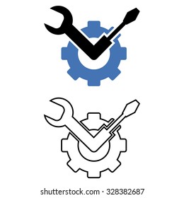 Service icon, wrench screwdriver and cogwheel gear - vector illustration
