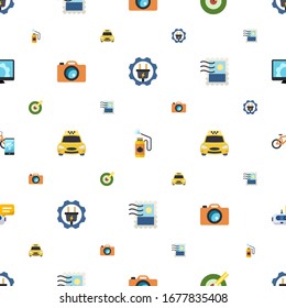 service icons pattern seamless. Included editable flat Electrical service, Disinfection service, Target keywords, Photo services, Taxi icons. icons for web and mobile.