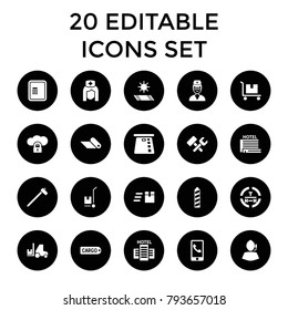 Service icons. set of 20 editable filled service icons such as atm, express delivery, credit card in atm, support, doctor. best quality service elements in trendy style.