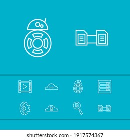 Service Icons Set With AI Robot, Cloud Storage And Video Streaming Elements. Set Of Service Icons And Code Concept. Editable Vector Elements For Logo App UI Design.