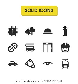 Service icons set with button, core and lift elements. Set of service icons and chatbot concept. Editable vector elements for logo app UI design.
