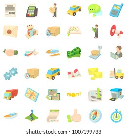 Service icons set. Cartoon style of 36 service vector icons for web isolated on white background