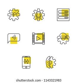 Service Icons Set With Communication, Technology And Video Streaming Elements. Set Of Service Icons And Application Programming Concept. Editable Vector Elements For Logo App UI Design.