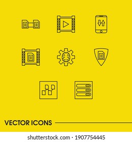 Service Icons Set With Data Center, Data Structure And Video Streaming Elements. Set Of Service Icons And Data Transfer Concept. Editable Vector Elements For Logo App UI Design.