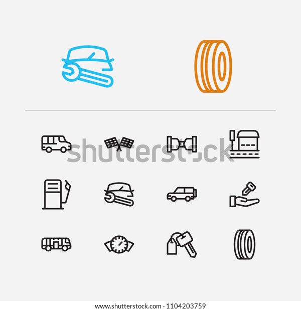 Service icons set. Gas station and service icons\
with car repair, car race and car rent. Set of entry for web app\
logo UI design.