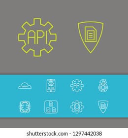 Service icons set with intelligence, software and mobile elements. Set of service icons and archive concept. Editable vector elements for logo app UI design.