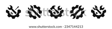  Service icons set. Working tools Icons. Tool icon set. Instrument signs collection. Hammer screwdriver spanner symbols.  EPS 10
