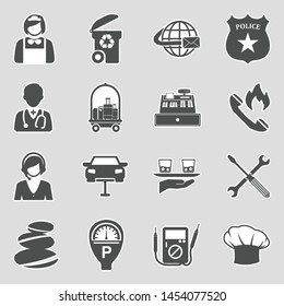 Service Icons. Sticker Design. Vector Illustration.