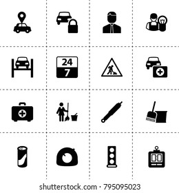 Service icons. vector collection filled service icons. includes symbols such as tire repair, engine head, suspension, car lift. use for web, mobile and ui design.