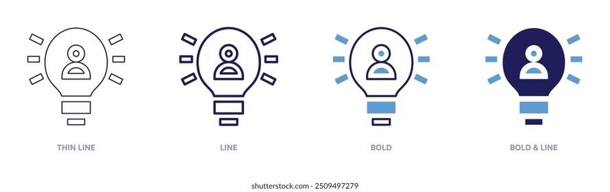 Ícone de ideia de serviço em 4 estilos diferentes. Linha fina, Linha, Negrito e Linha Negrito. Estilo duotônico. Traçado editável.
