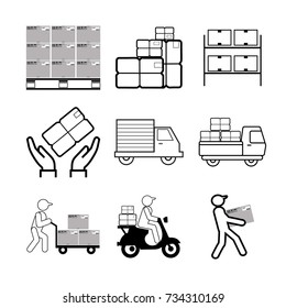 Service Industry including Delivery, Moving, Transportation and Logistic signs icons set. 