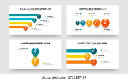 Service Innovation Four Five Two Three Step Diagram Slide Design Vector Illustration Bundle. Clean Plan 4 5 2 3 Option Graph Presentation Layout Collection.
