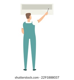 Service install icon cartoon vector. Air conditioner. Man system