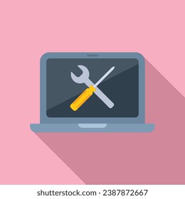 Service laptop error icon flat vector. Gadget data. Repair digital pc