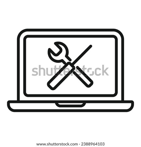 Service laptop error icon outline vector. Gadget data. Repair digital pc