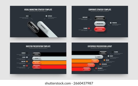 Service-Start zwei drei vier fünf Schritt Infografik Slide Design Vektor Illustration Paket. Marketing Analysis 2 3 4 5 (Optionsdiagramm) - Rahmenlayoutsammlung.