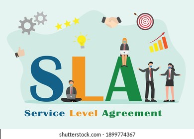 Service Level Agreement SLA 2D flat vector concept for banner, website, illustration, landing page, flyer, etc