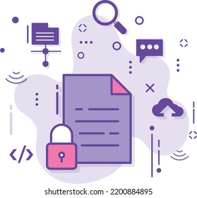 Service Level Agreement Stock Illustration, Secure Document Storage Vector Icon Design, Cloud Computing And Web Hosting Services Symbol, File Folder Permission Concept, Protected Directory Sign