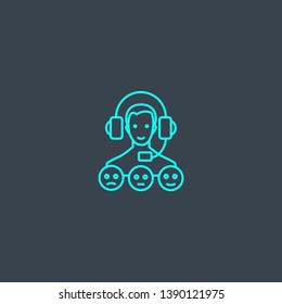 service level concept blue line icon. Simple thin element on dark background. service level concept outline symbol design. Can be used for web and mobile UI/UX