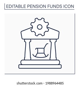 Symbol der Dienstlinie. Kundensupport. Callcenter. Förderfähigkeit der staatlichen Altersversorgung, Ansprüche, Zahlungen und Beschwerden. Konsultation. Pensionsfondskonzept. Einzige Vektorgrafik. Bearbeitbarer Hub
