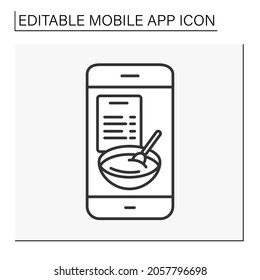  Service line icon. Online food preparation. Receipts for everyone. Mobile app concept. Isolated vector illustration. Editable stroke