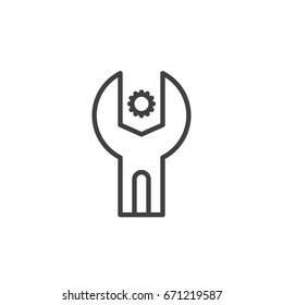 Service line icon, outline vector sign, linear style pictogram isolated on white. Configuration symbol, logo illustration